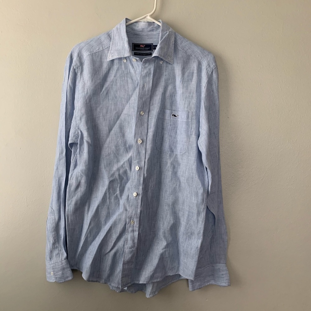 Vineyard vine 100% Linen button long sleeve shirt
